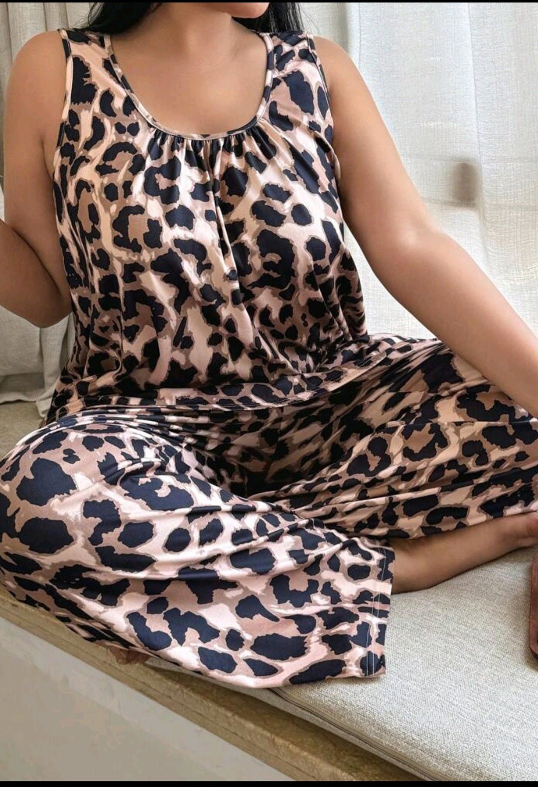 KissMeGoodNight Leopard Print Casual Pajama Set