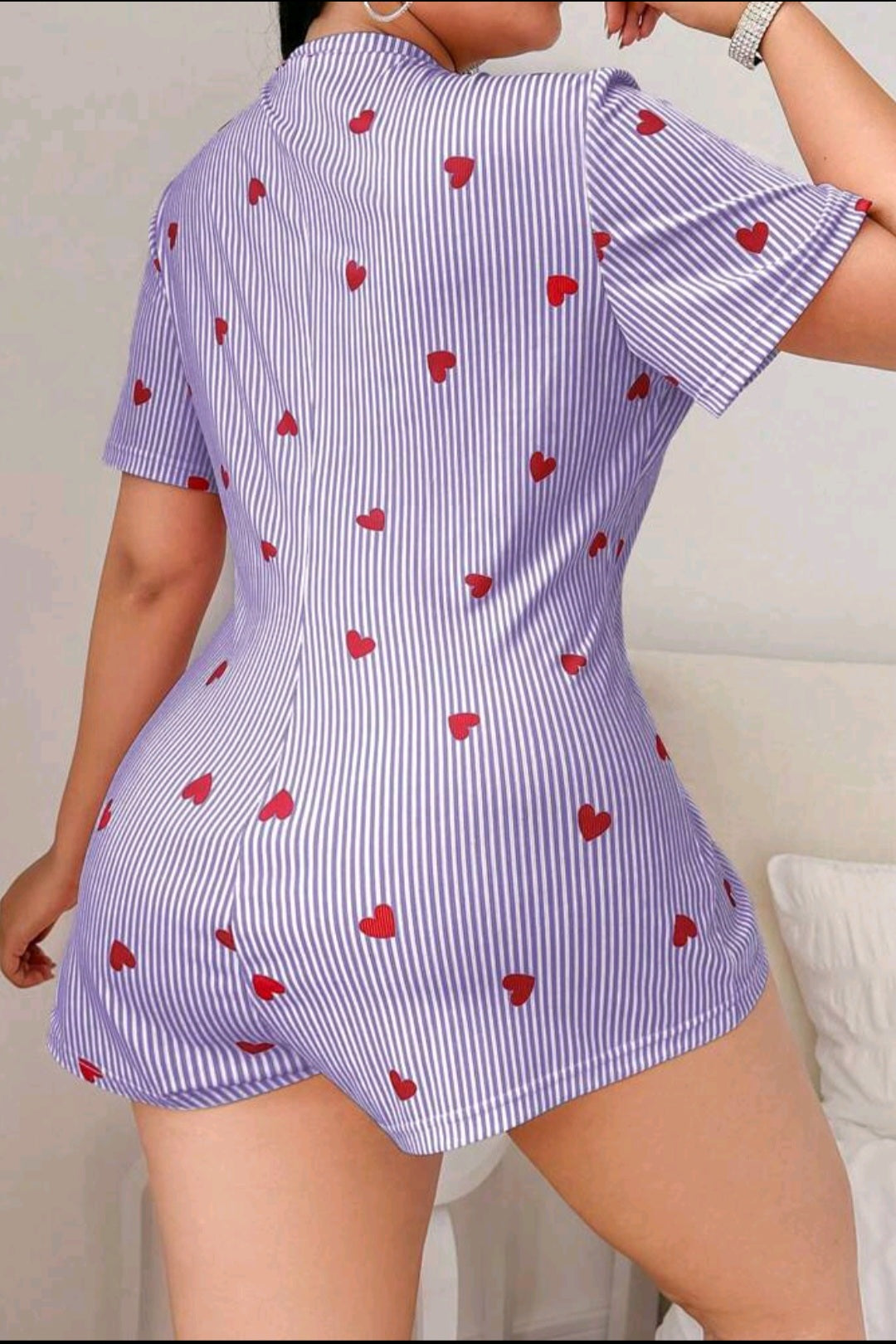 Plus Size Sexy Striped Romper