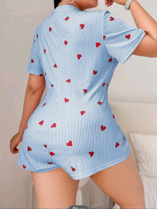 Plus Size Sexy Striped Romper